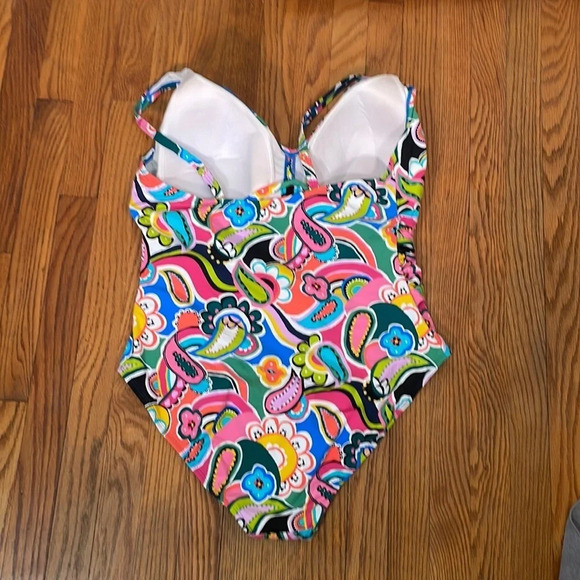 Bleu by Rod Beattie Keyhole Ruched Side Swimsuit Plus Size 20W‎ NWT - Picture 3 of 7